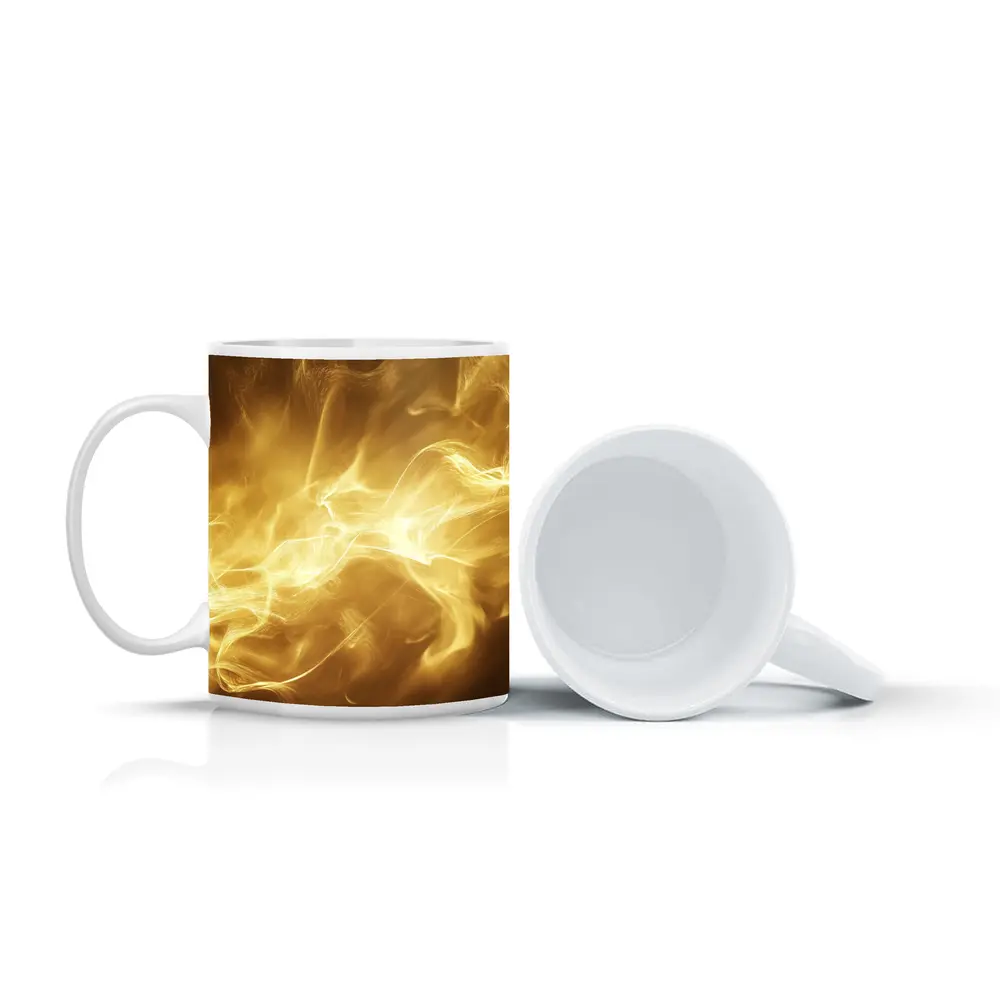Golden Smoke Abstract Dark Background Art – Mugs