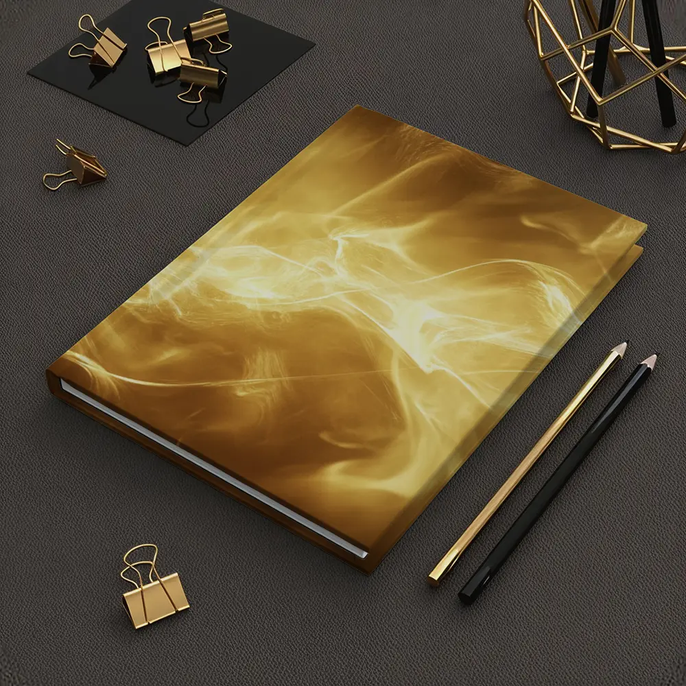 Golden Smoke Abstract Dark Background Art – Notebooks