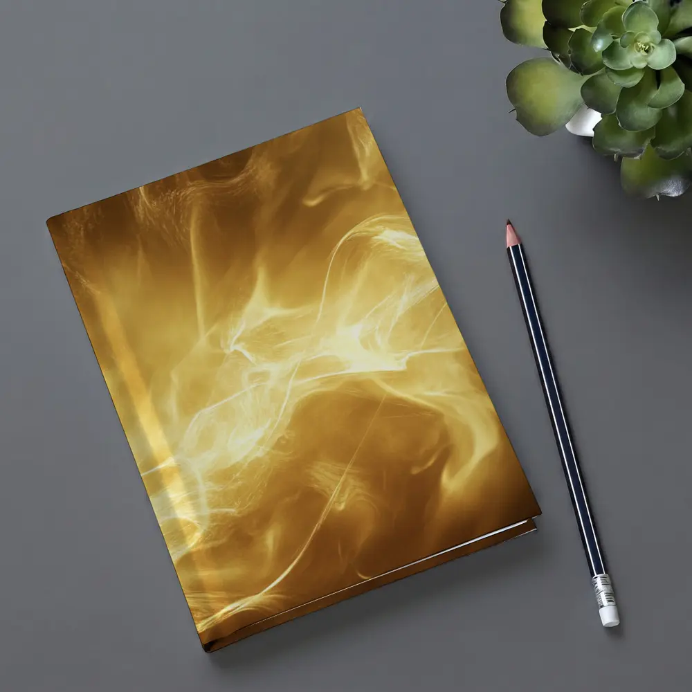 Golden Smoke Abstract Dark Background Art – Notebooks