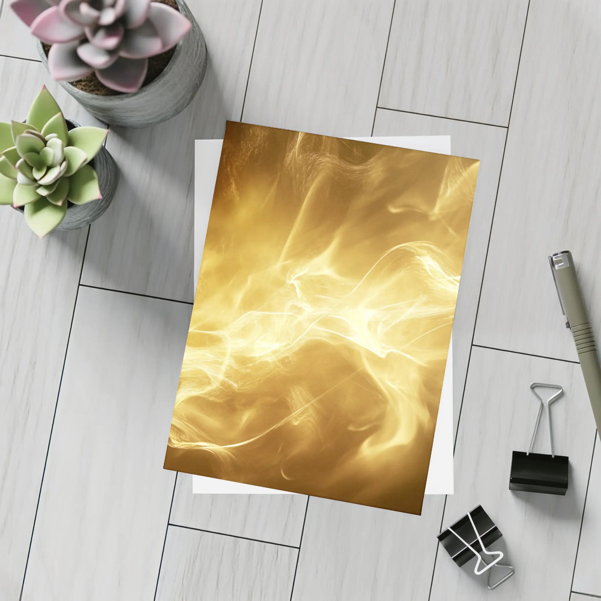 Golden Smoke Abstract Dark Background Art – Postcards