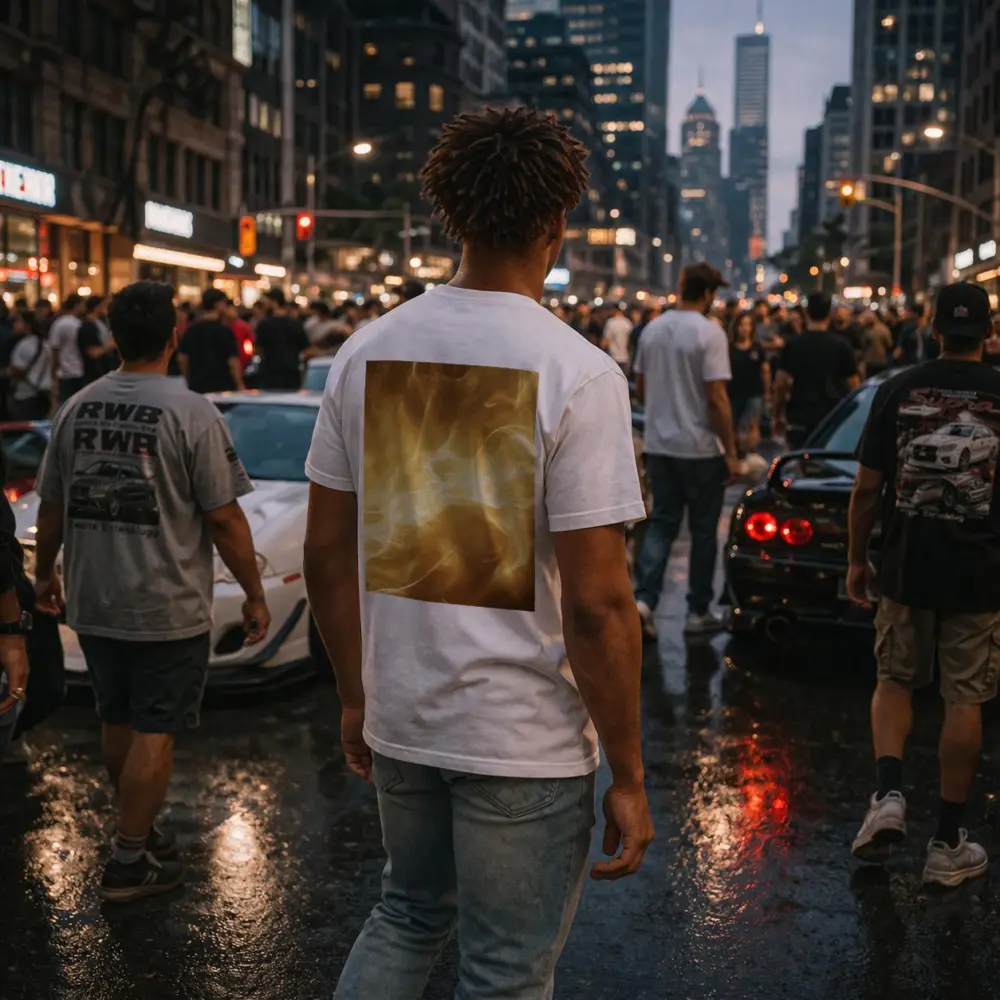 Golden Smoke Abstract Dark Background Art – T-Shirts
