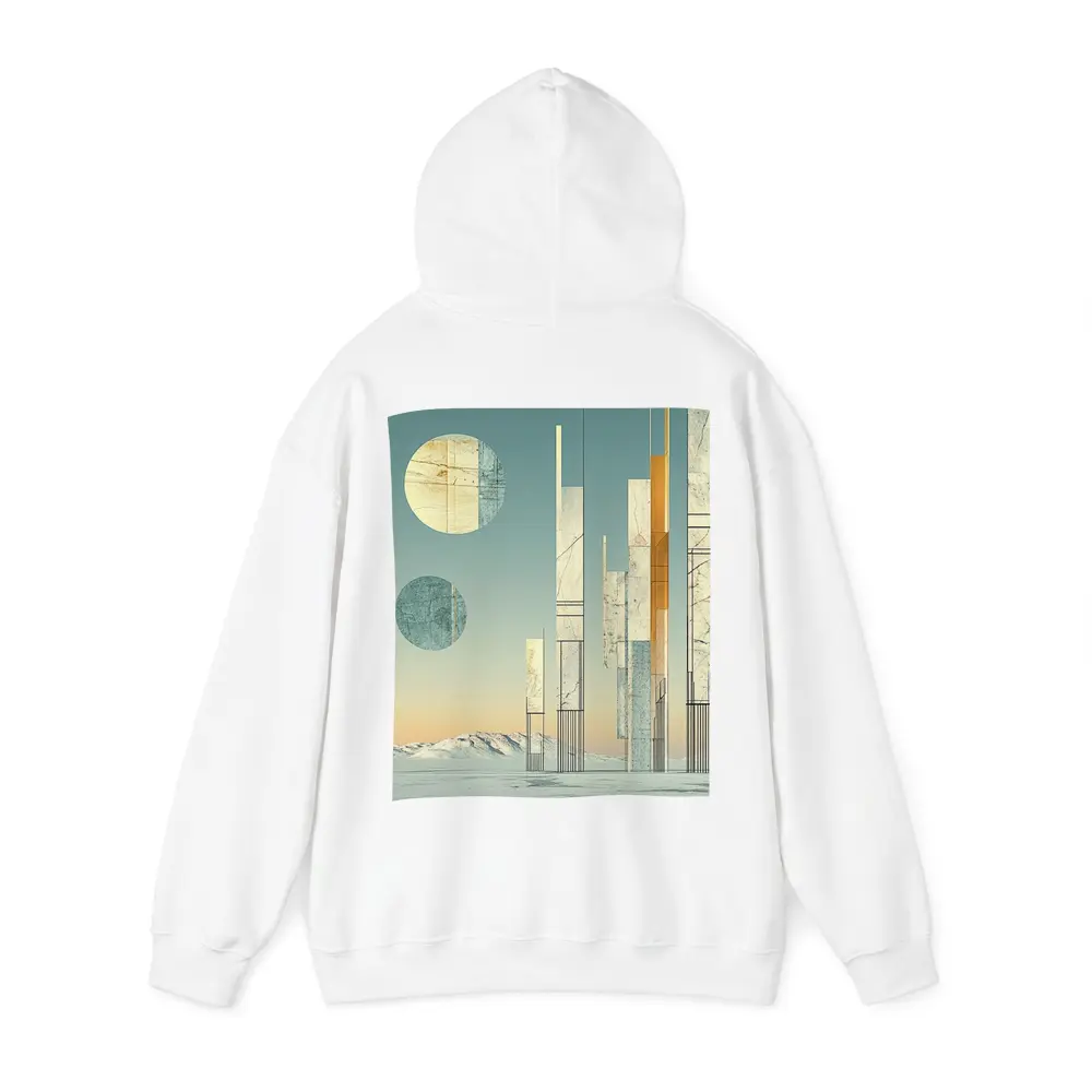 Abstract Geometric Towers Snowy Winter Landscape – Hoodies