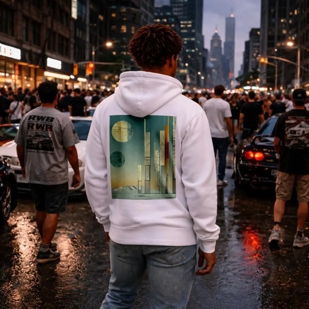 Abstract Geometric Towers Snowy Winter Landscape – Hoodies