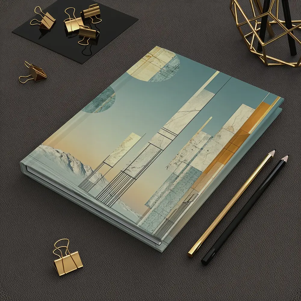 Abstract Geometric Towers Snowy Winter Landscape – Notebooks