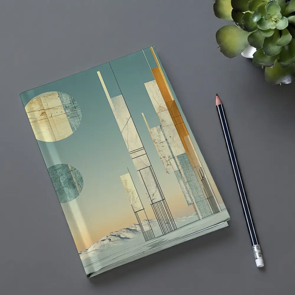 Abstract Geometric Towers Snowy Winter Landscape – Notebooks