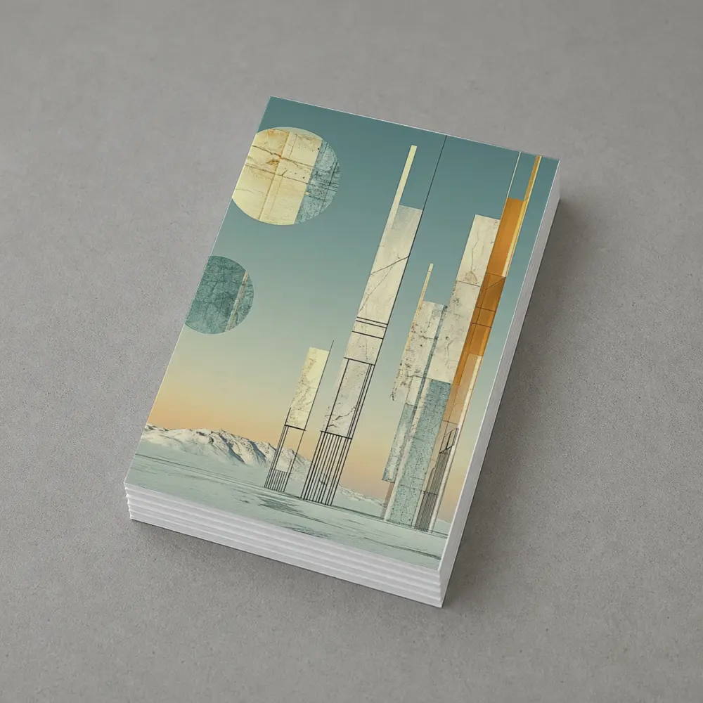 Abstract Geometric Towers Snowy Winter Landscape – Postcards