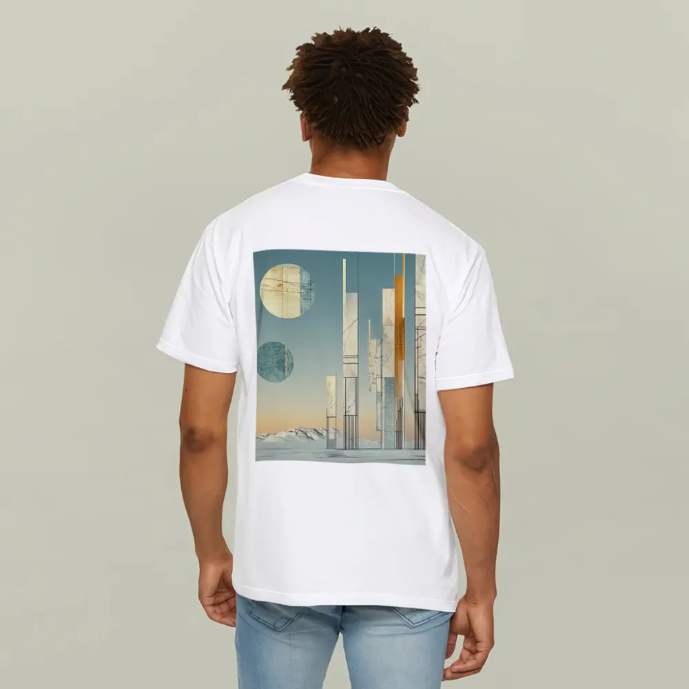 Abstract Geometric Towers Snowy Winter Landscape – T-Shirts