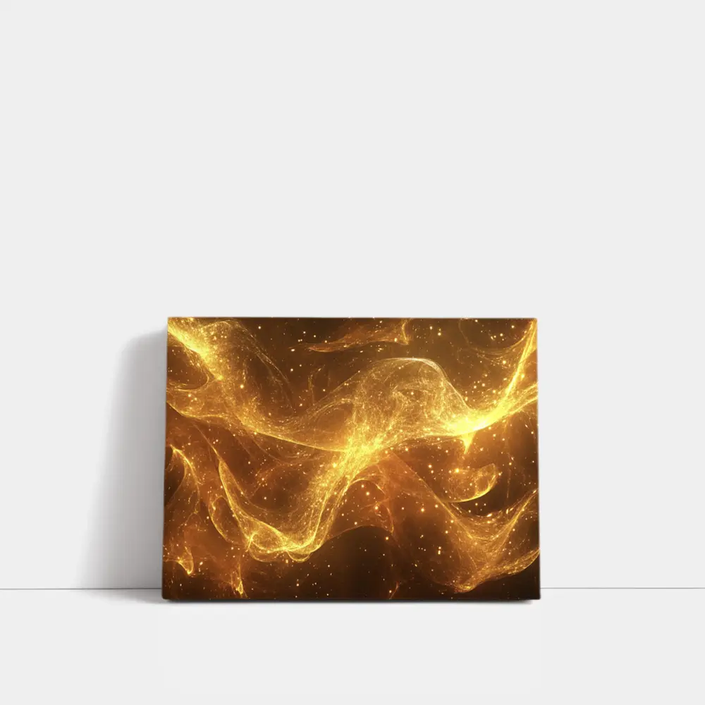 Golden Light Waves Abstract Dark Background – Wall Art