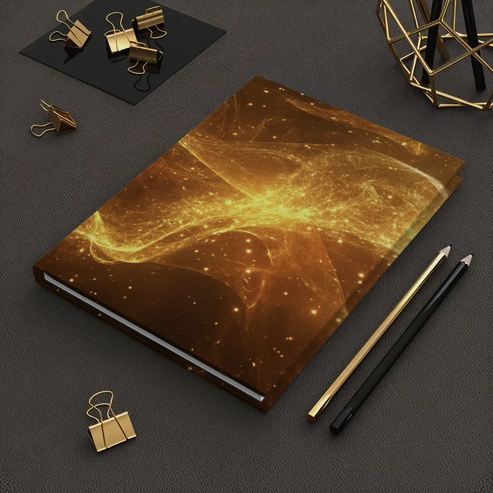 Golden Light Waves Abstract Dark Background – Notebooks