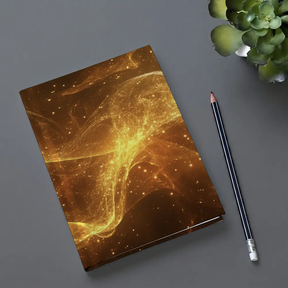 Golden Light Waves Abstract Dark Background – Notebooks