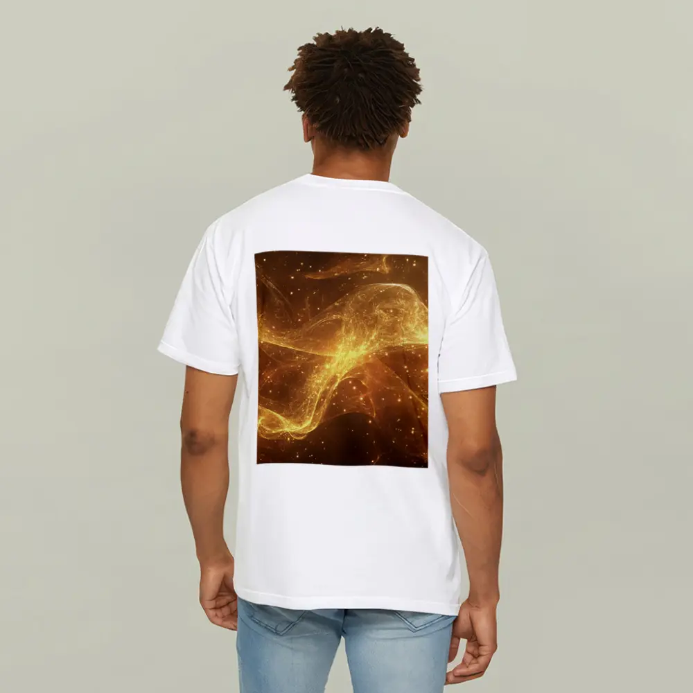 Golden Light Waves Abstract Dark Background – T-Shirts
