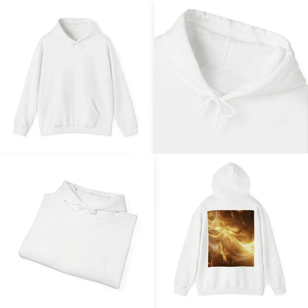 Golden Abstract Swirling Energy Light Waves – Hoodies