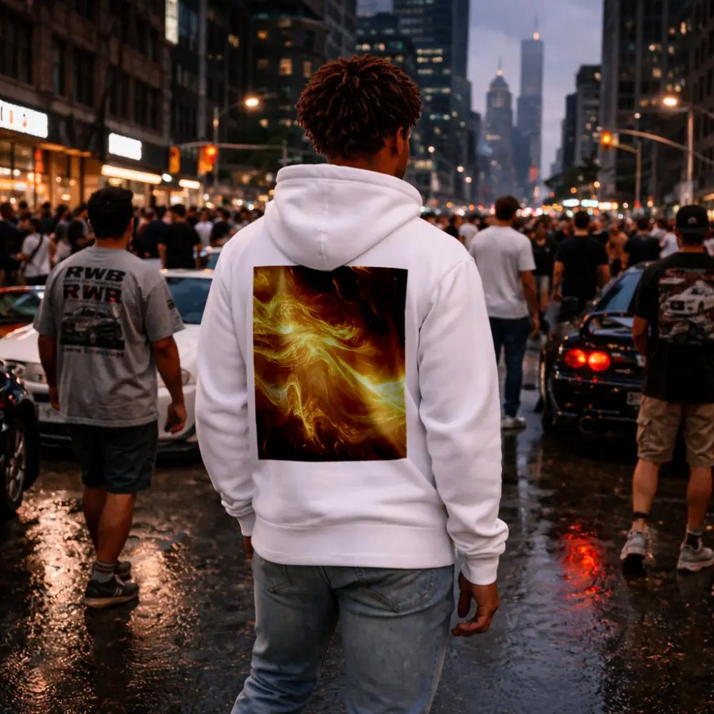 Golden Abstract Swirling Energy Light Waves – Hoodies