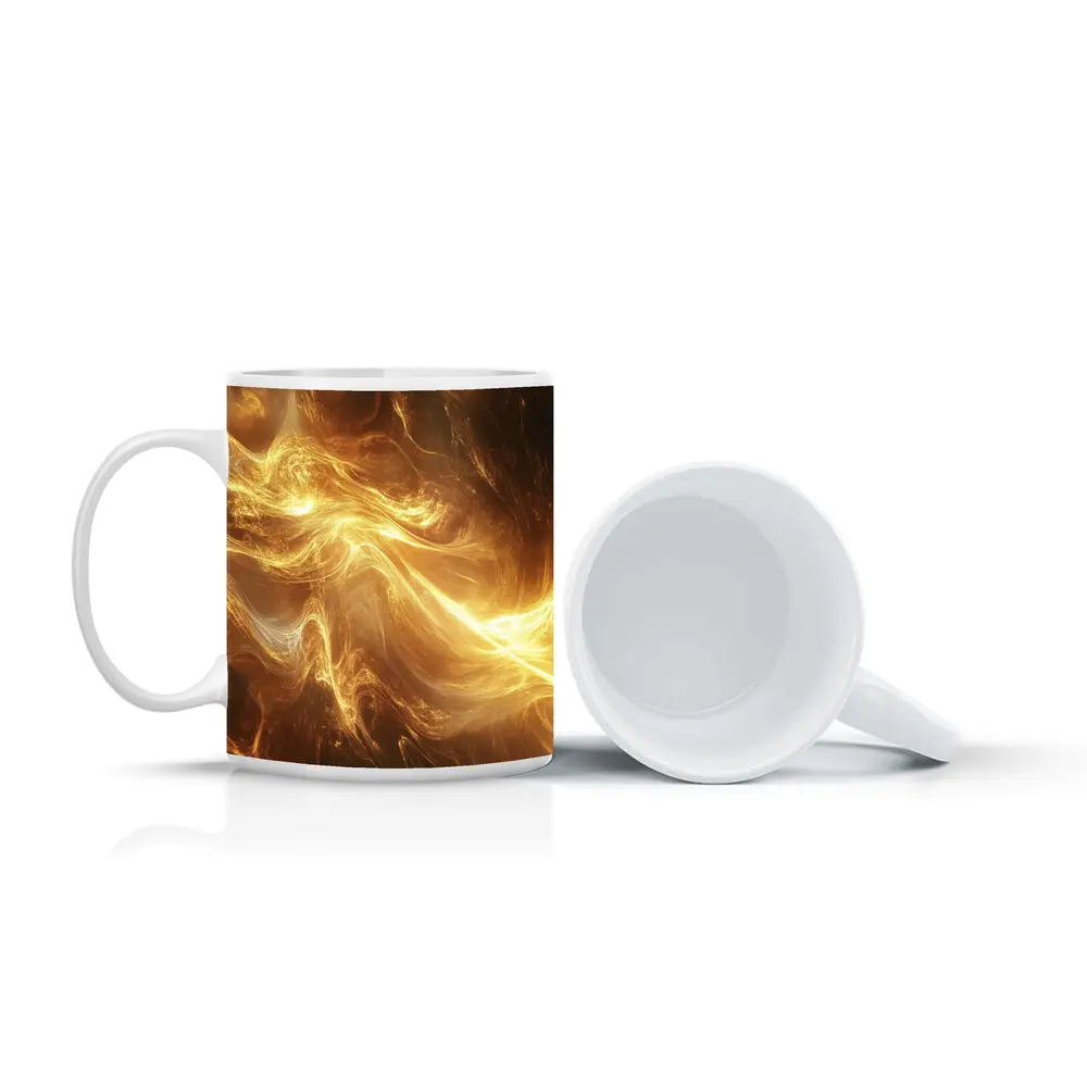 Golden Abstract Swirling Energy Light Waves – Mugs