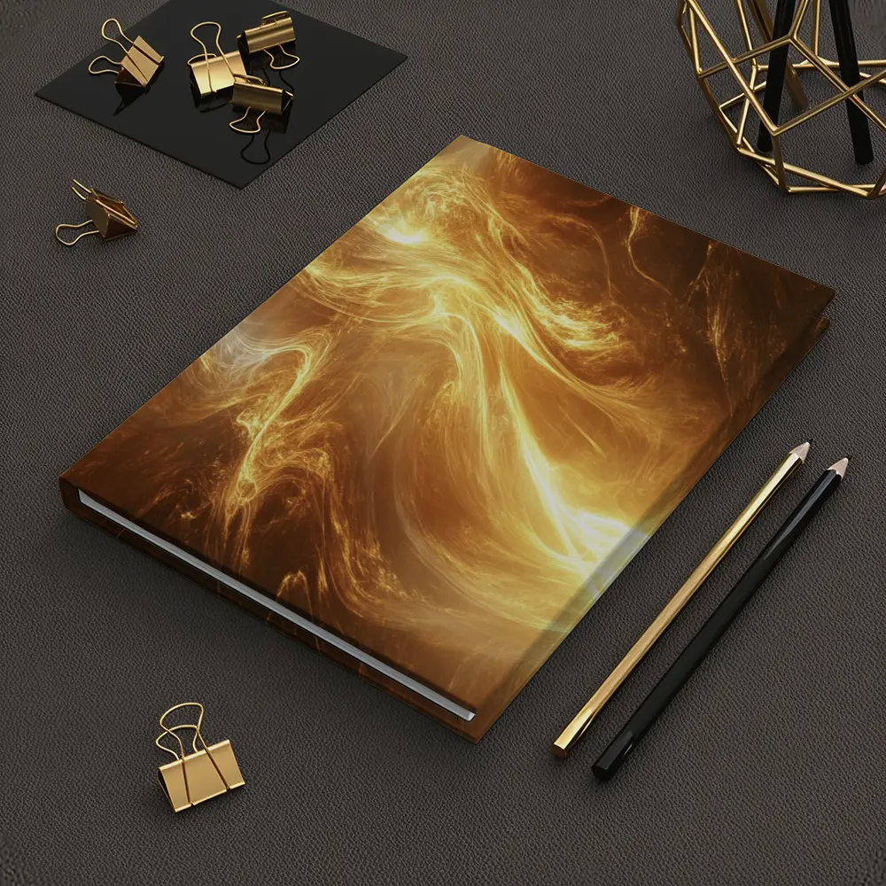Golden Abstract Swirling Energy Light Waves – Notebooks