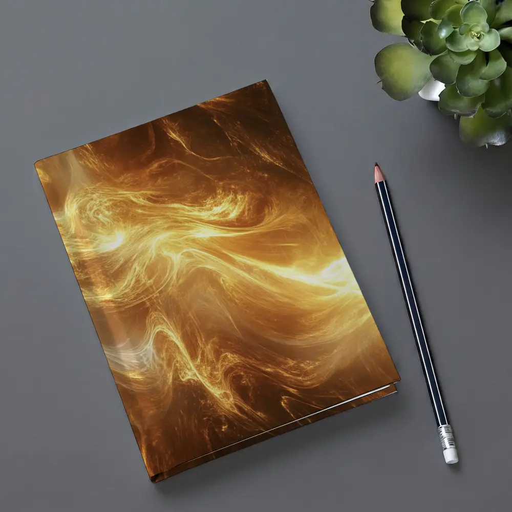 Golden Abstract Swirling Energy Light Waves – Notebooks
