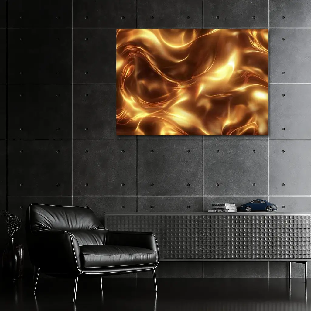 Liquid Gold Abstract Flowing Waves Art – Wall Art