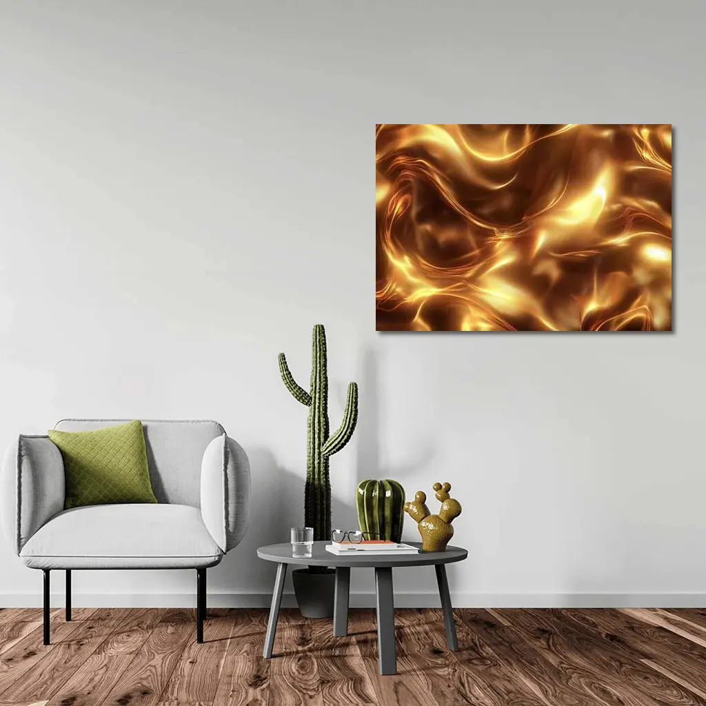 Liquid Gold Abstract Flowing Waves Art – Wall Art