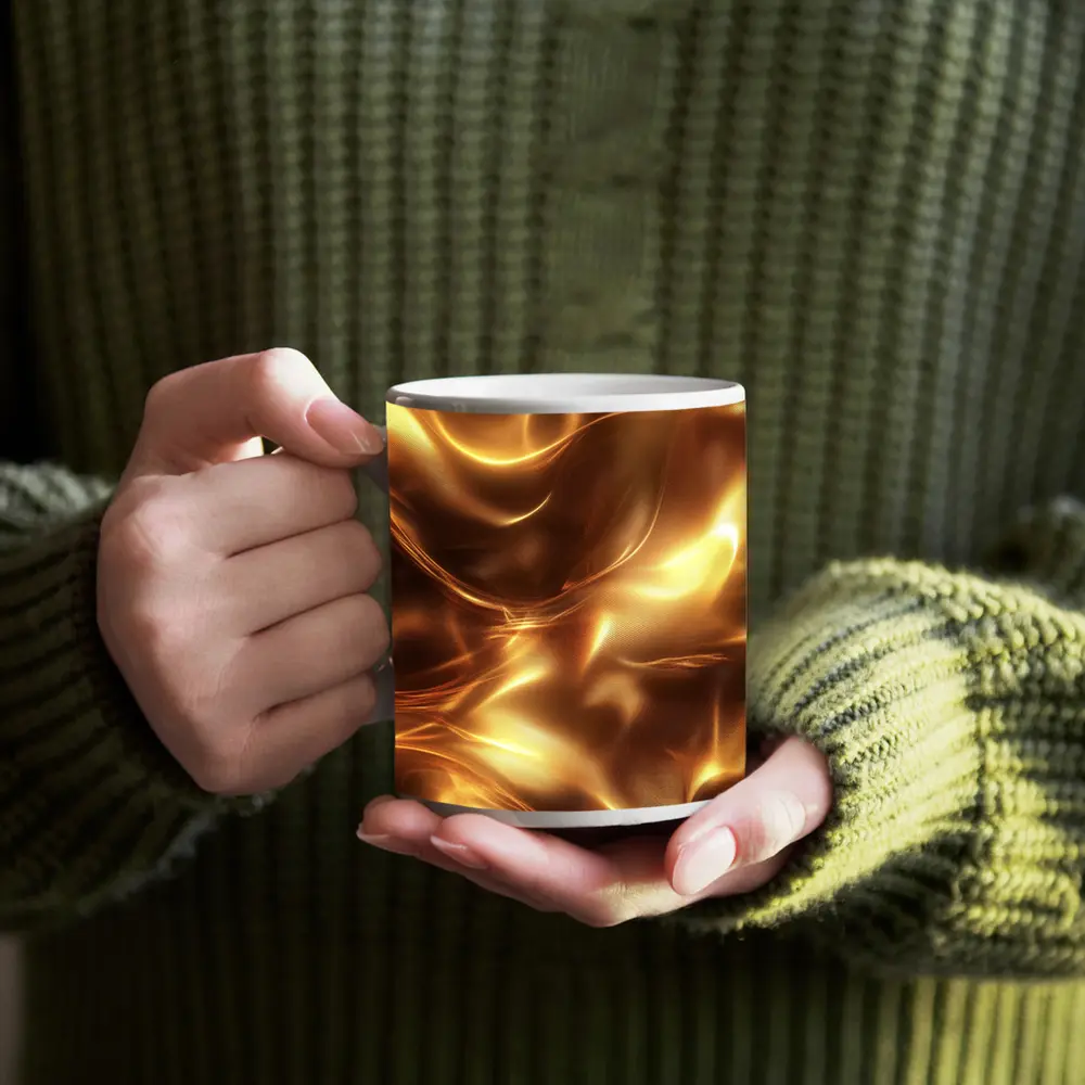 Liquid Gold Abstract Flowing Waves Art – Mugs