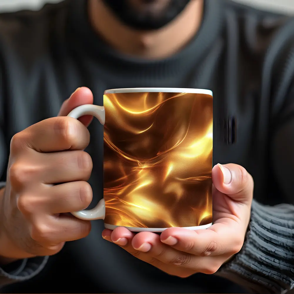 Liquid Gold Abstract Flowing Waves Art – Mugs