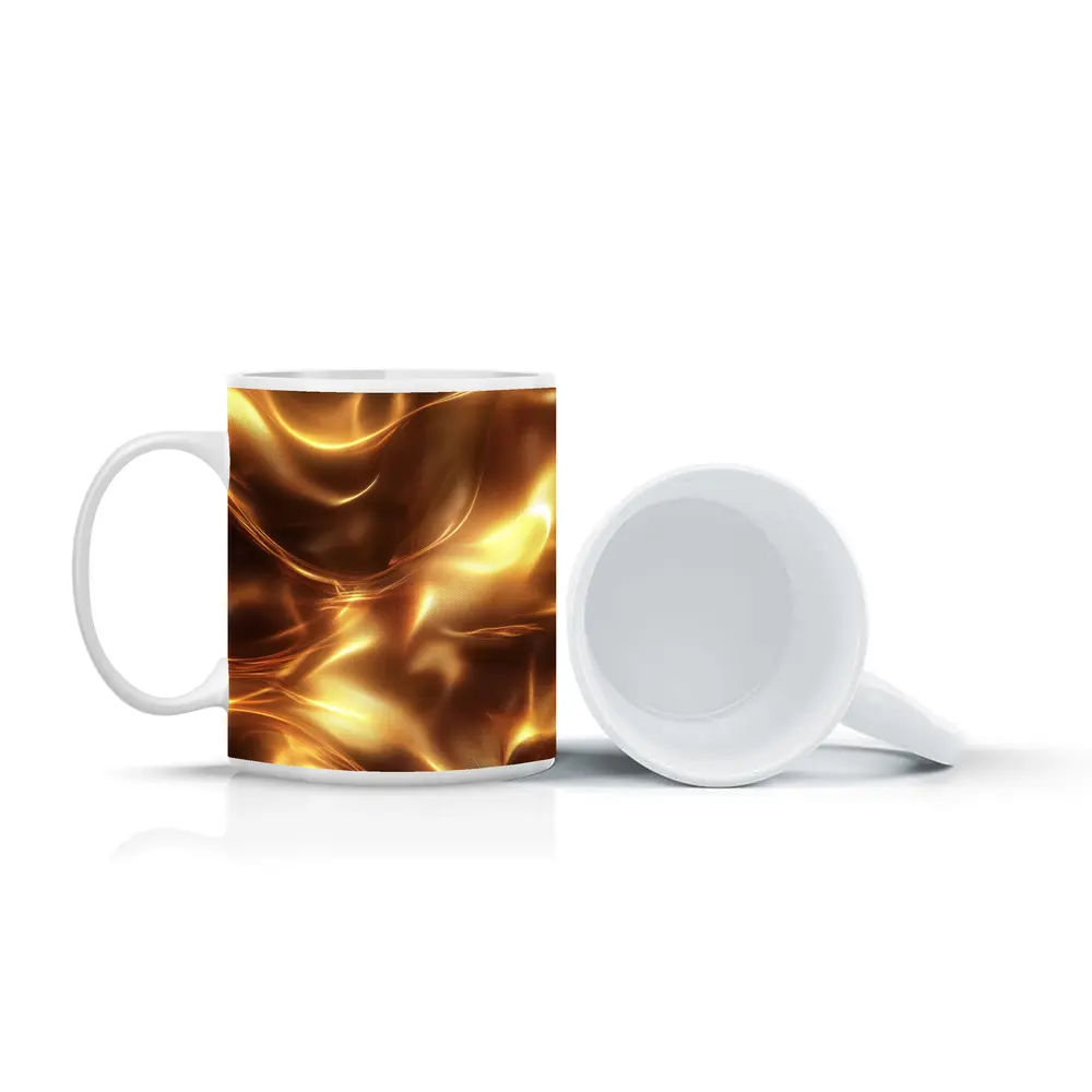 Liquid Gold Abstract Flowing Waves Art – Mugs