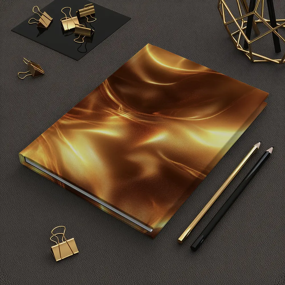 Liquid Gold Abstract Flowing Waves Art – Notebooks