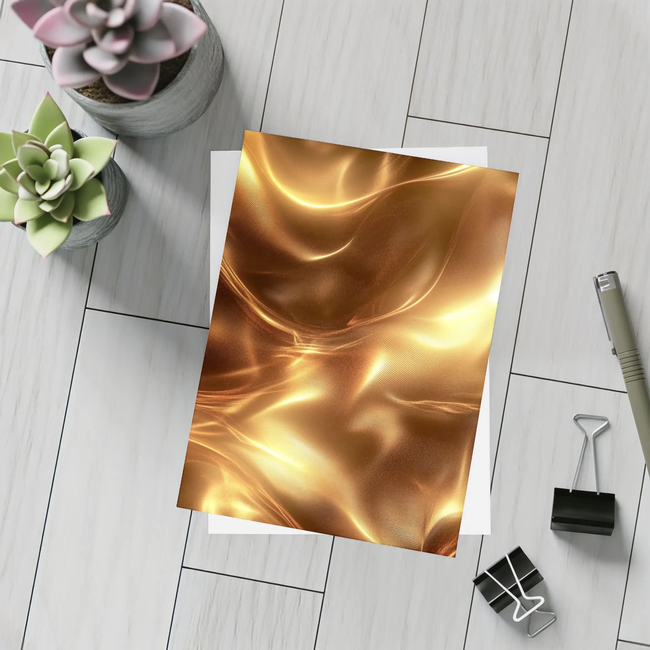 Liquid Gold Abstract Flowing Waves Art – Postcards