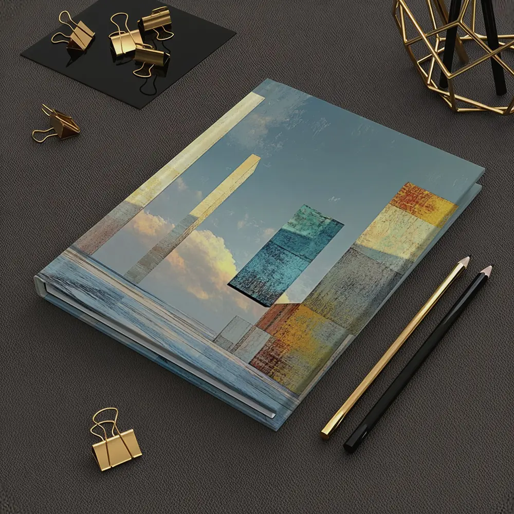 Abstract Geometric Towers Against Cloudy Sky – Notebooks