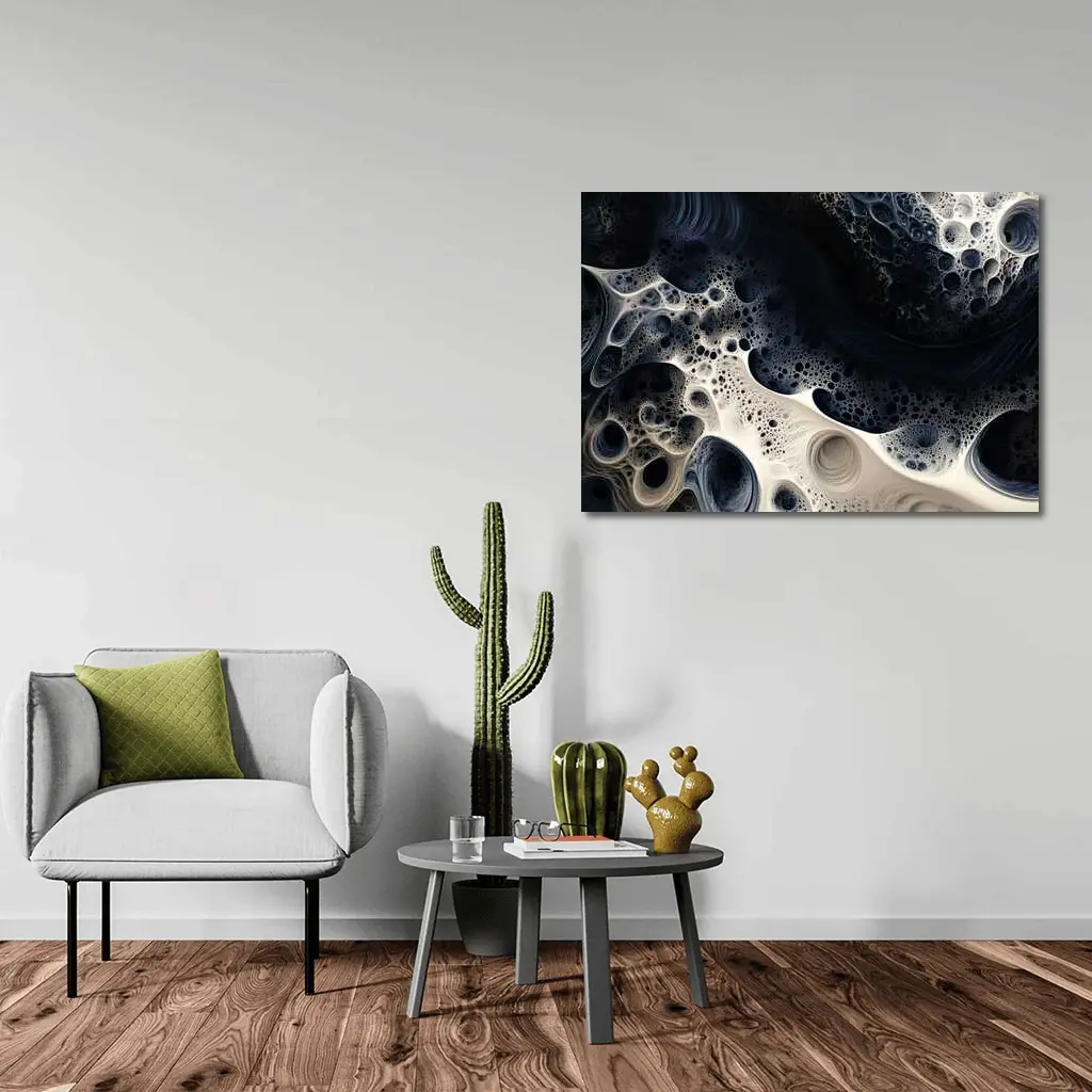 Dark Blue White Abstract Fractal Foam Art – Wall Art