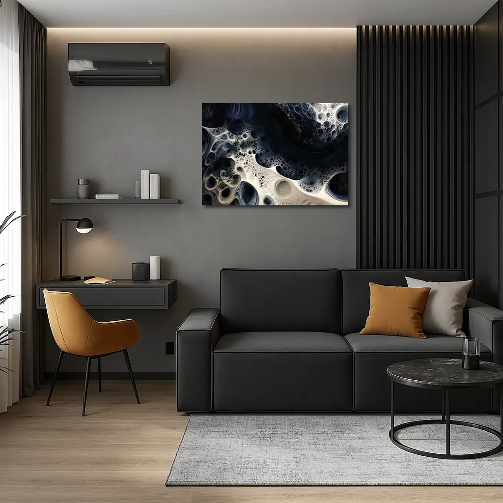 Dark Blue White Abstract Fractal Foam Art – Wall Art