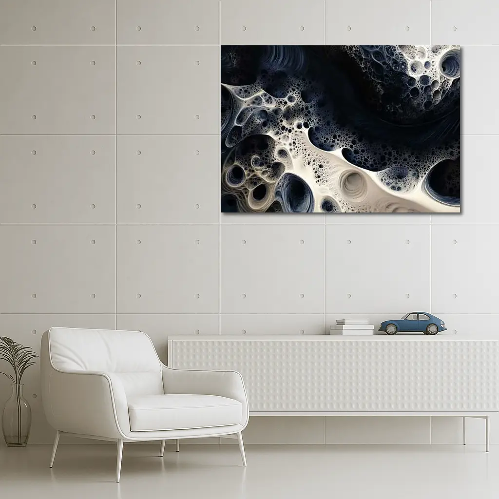 Dark Blue White Abstract Fractal Foam Art – Wall Art