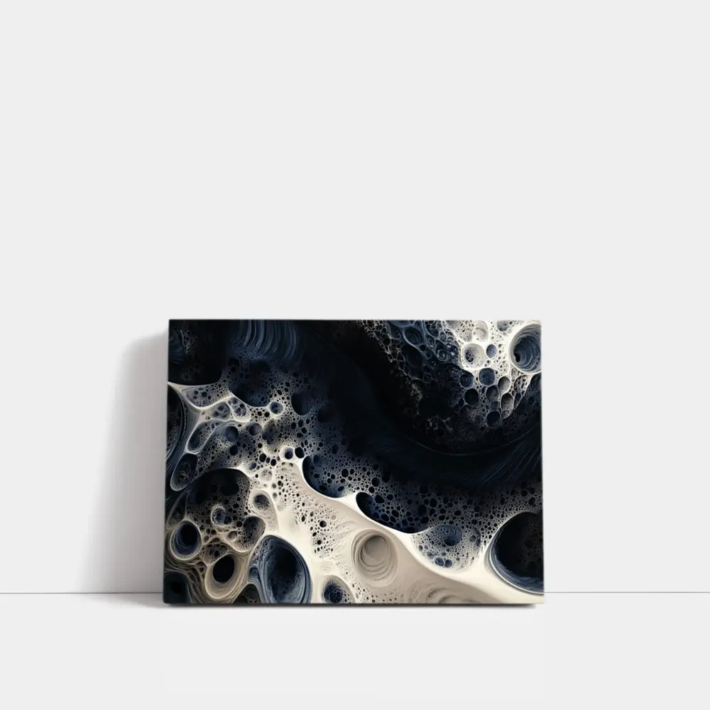 Dark Blue White Abstract Fractal Foam Art – Wall Art