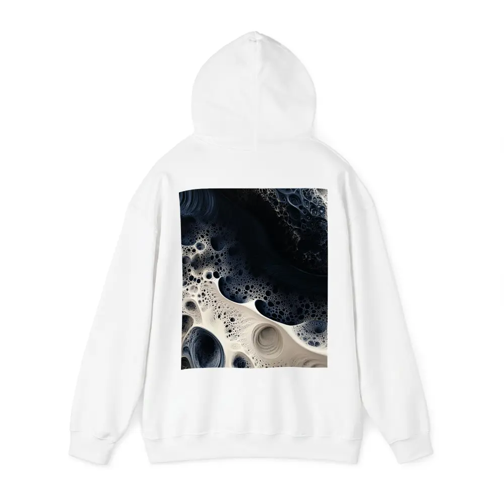 Dark Blue White Abstract Fractal Foam Art – Hoodies