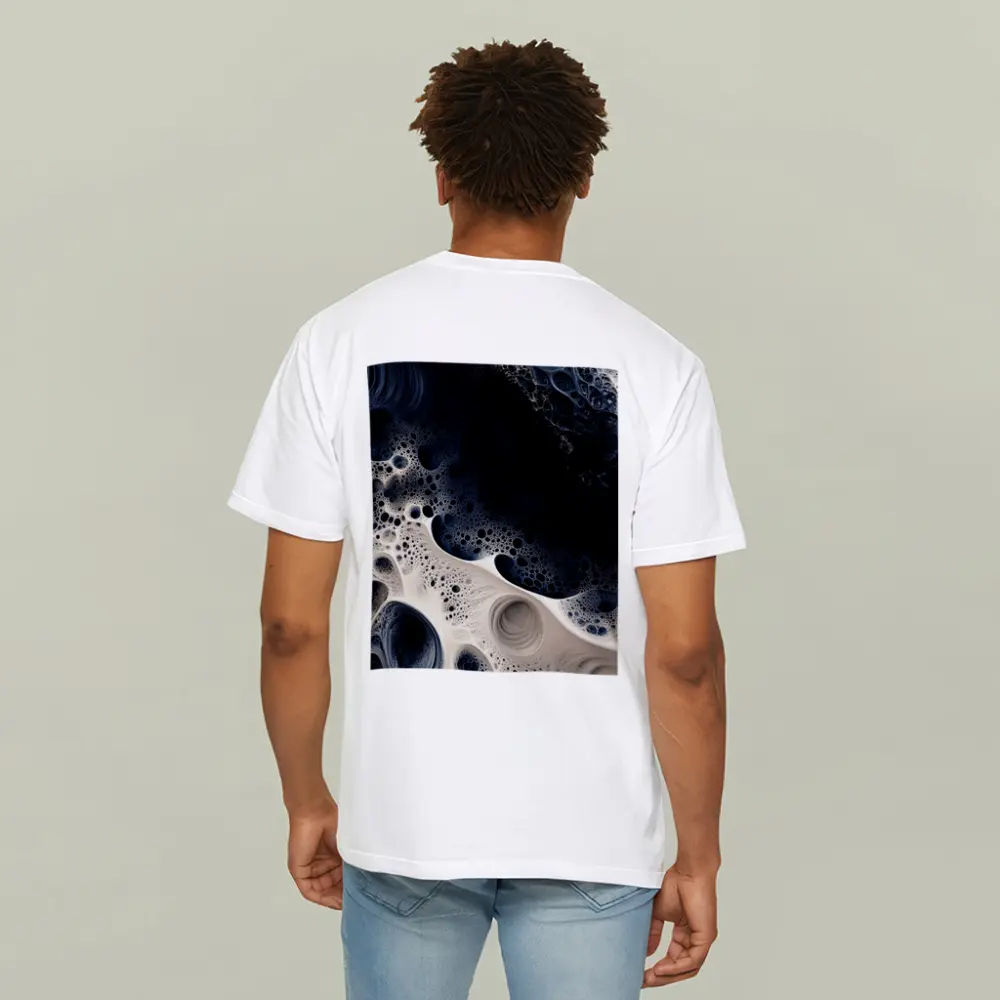 Dark Blue White Abstract Fractal Foam Art – T-Shirts
