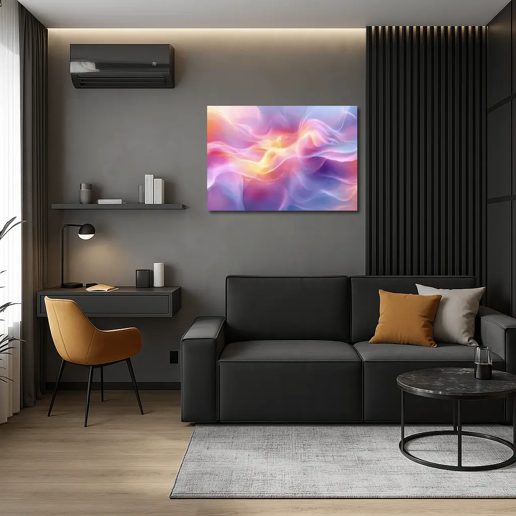 Soft Pink Purple Abstract Flowing Wave Art – Wall Art