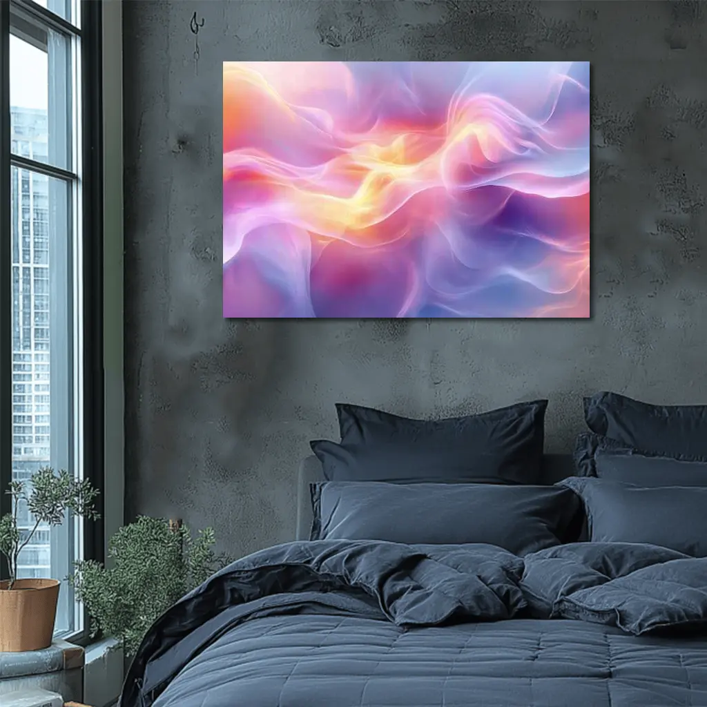 Soft Pink Purple Abstract Flowing Wave Art – Wall Art