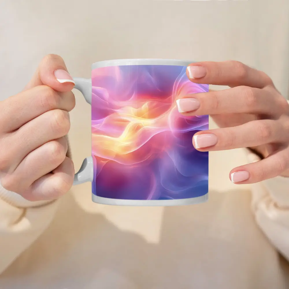 Soft Pink Purple Abstract Flowing Wave Art – Mugs