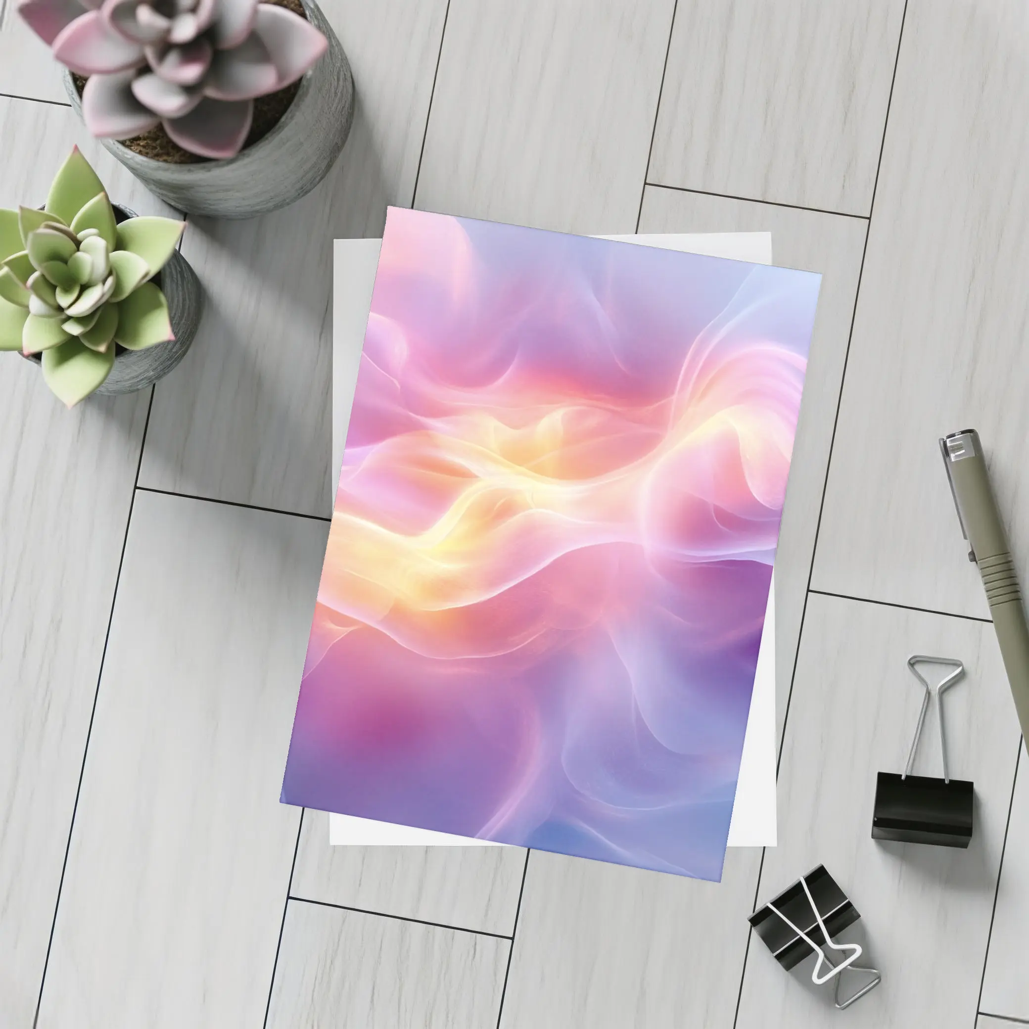 Soft Pink Purple Abstract Flowing Wave Art – Postcards