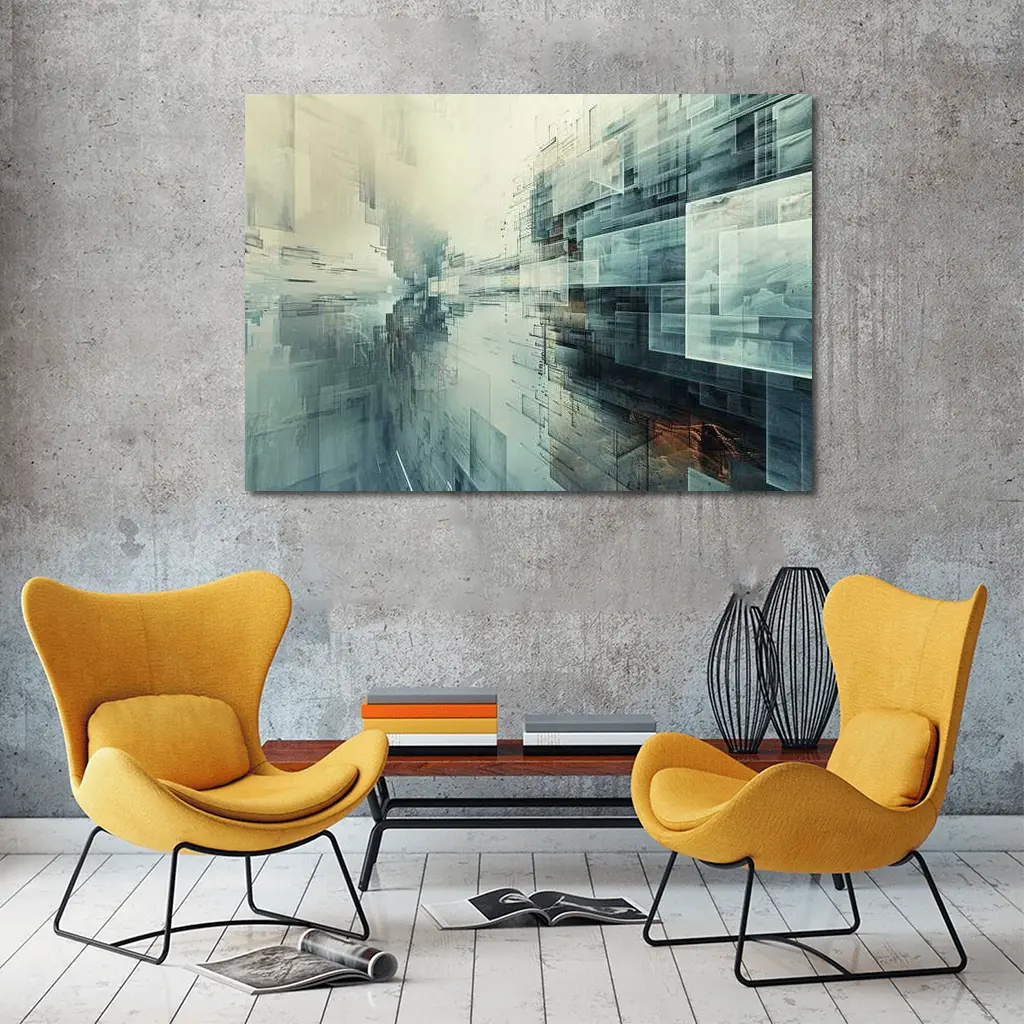 Abstract Digital Architecture Geometric City Art – Wall Art