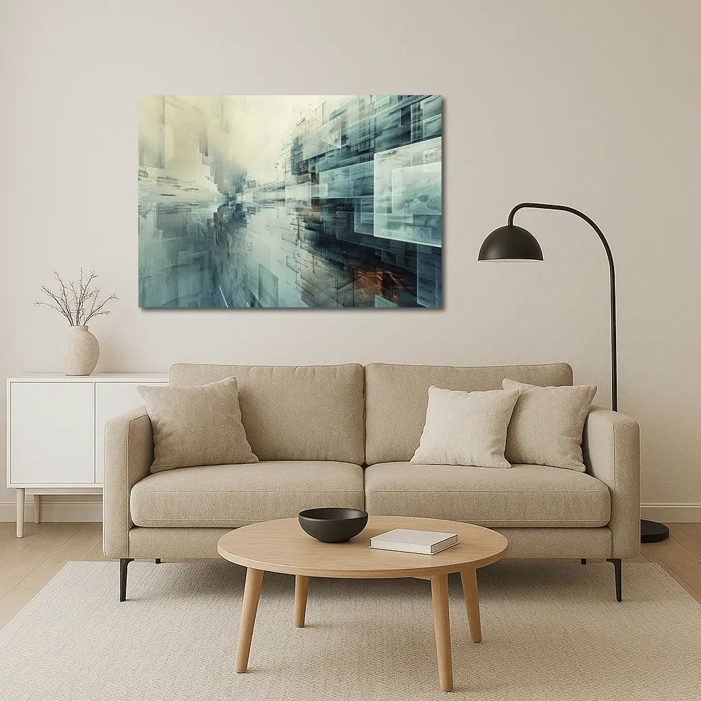 Abstract Digital Architecture Geometric City Art – Wall Art
