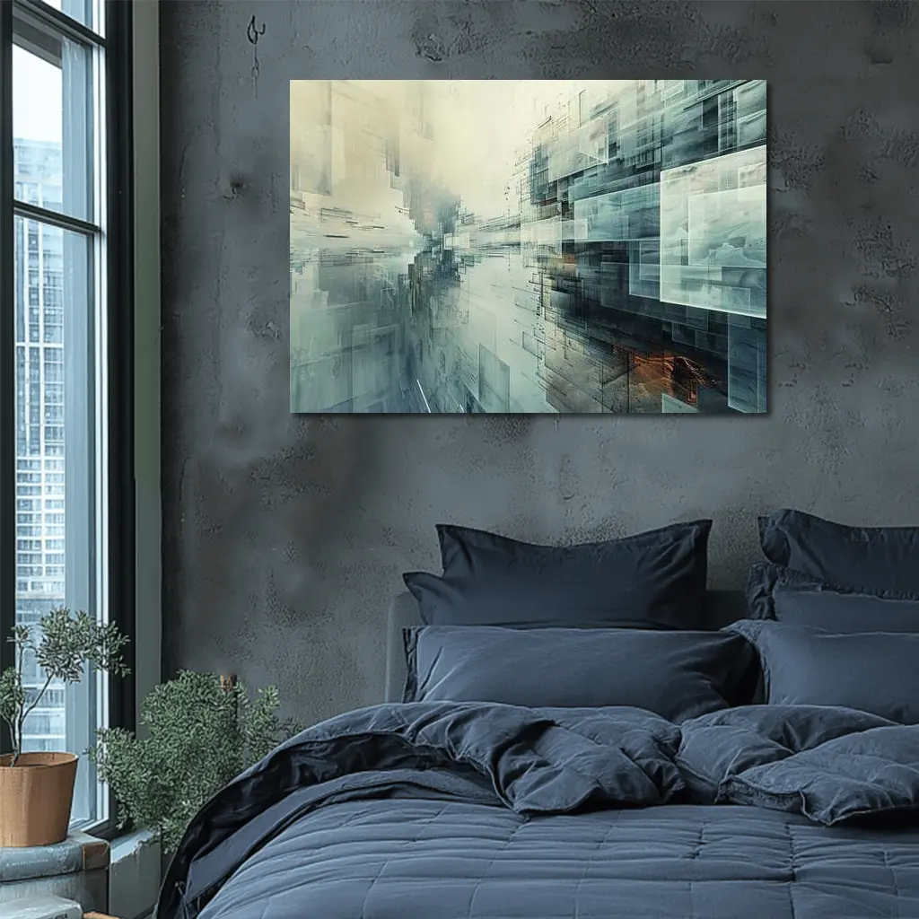 Abstract Digital Architecture Geometric City Art – Wall Art
