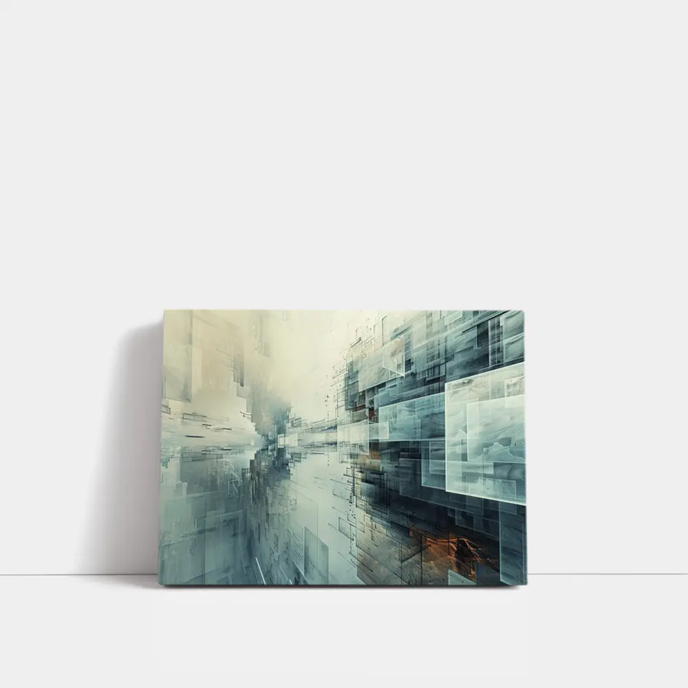 Abstract Digital Architecture Geometric City Art – Wall Art