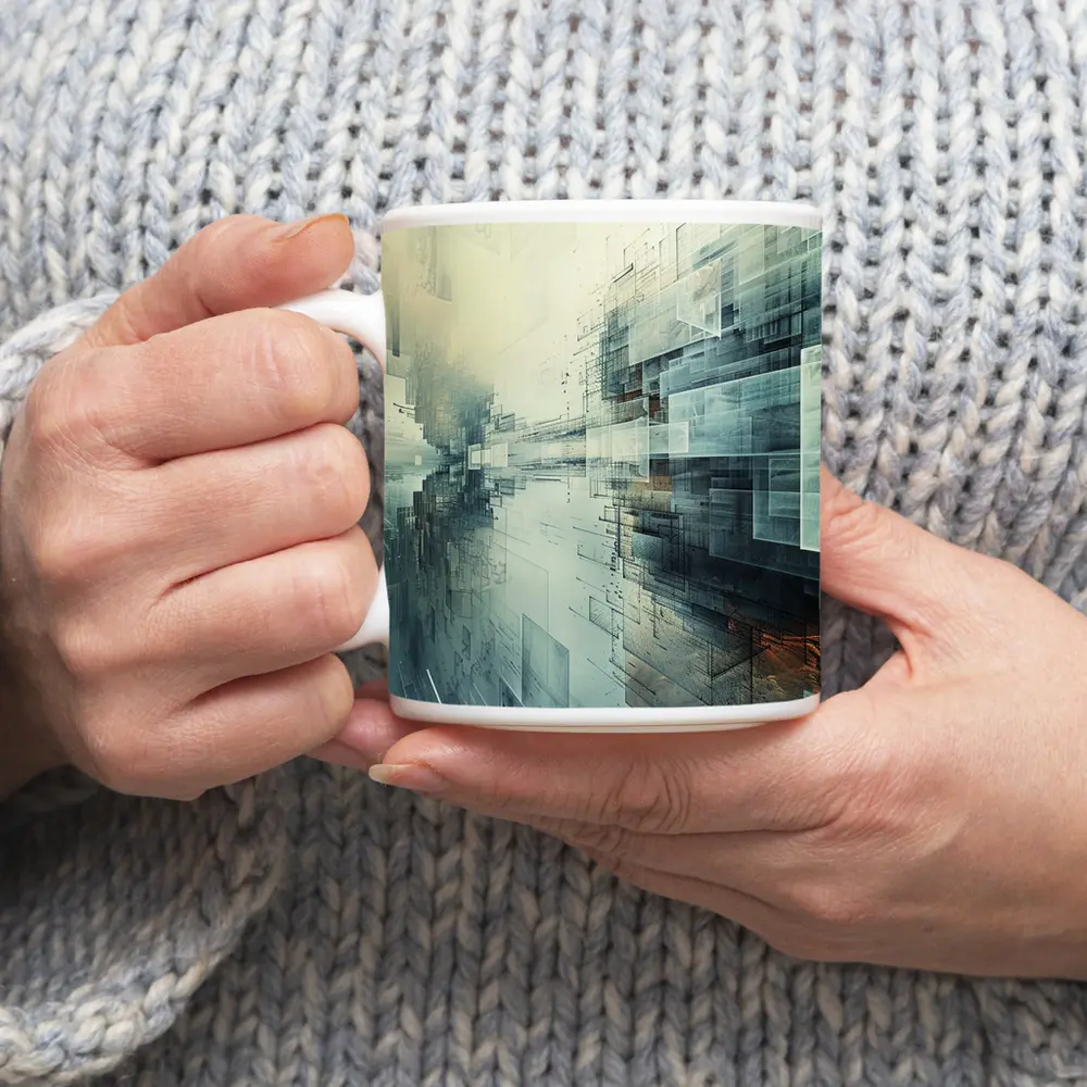 Abstract Digital Architecture Geometric City Art – Mugs