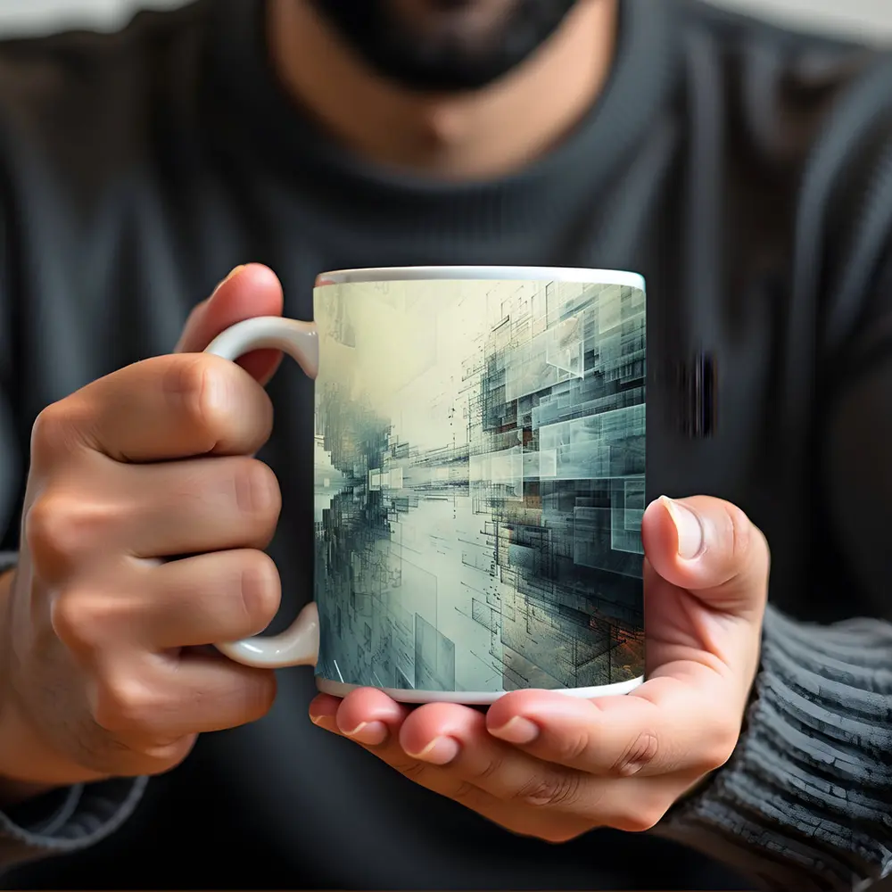 Abstract Digital Architecture Geometric City Art – Mugs