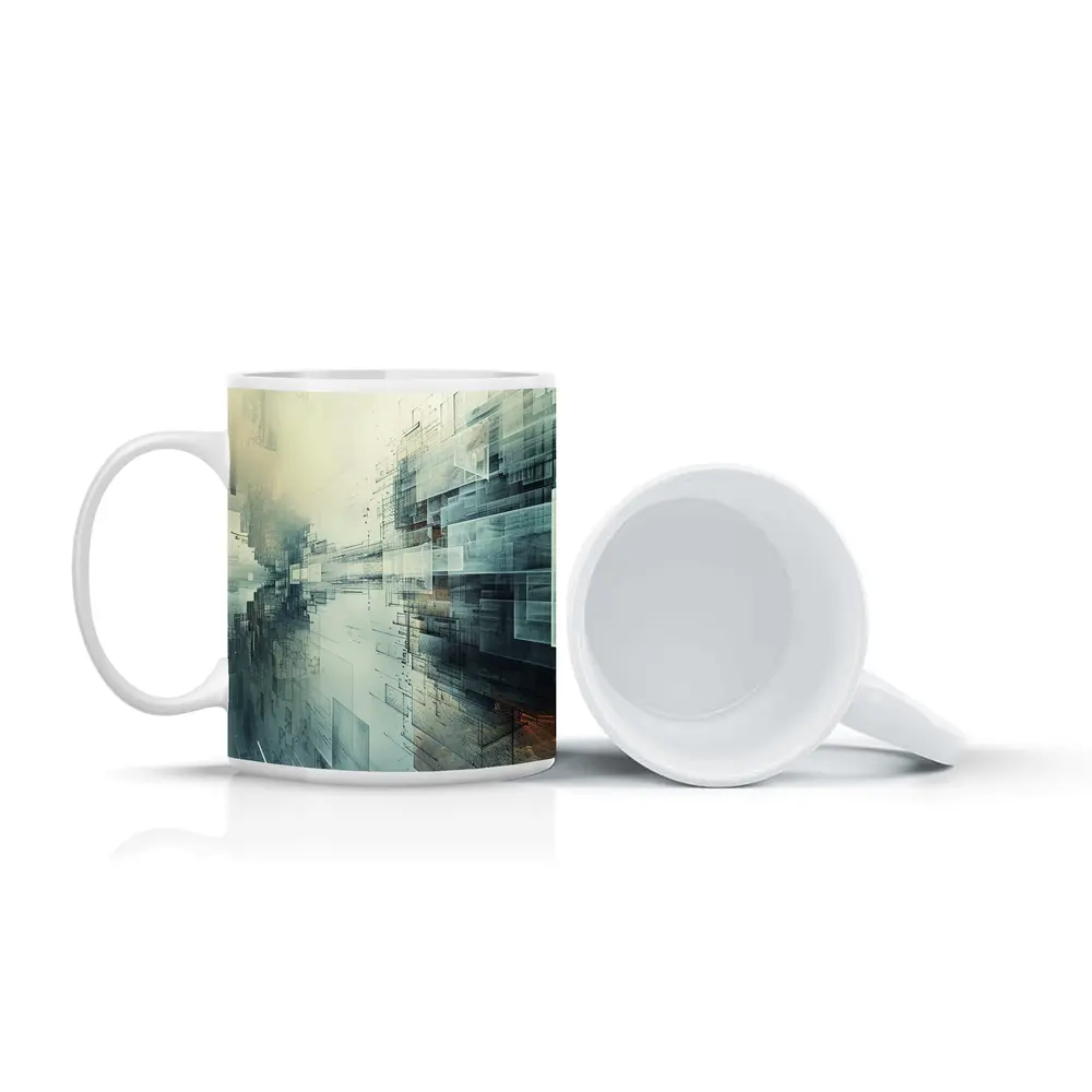 Abstract Digital Architecture Geometric City Art – Mugs