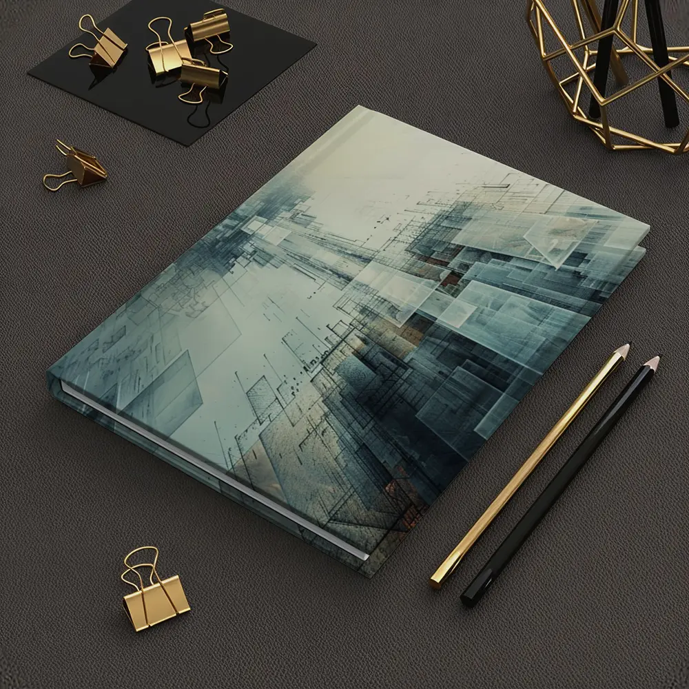 Abstract Digital Architecture Geometric City Art – Notebooks