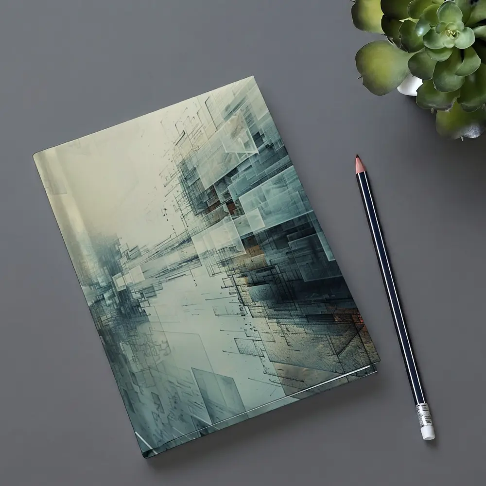 Abstract Digital Architecture Geometric City Art – Notebooks