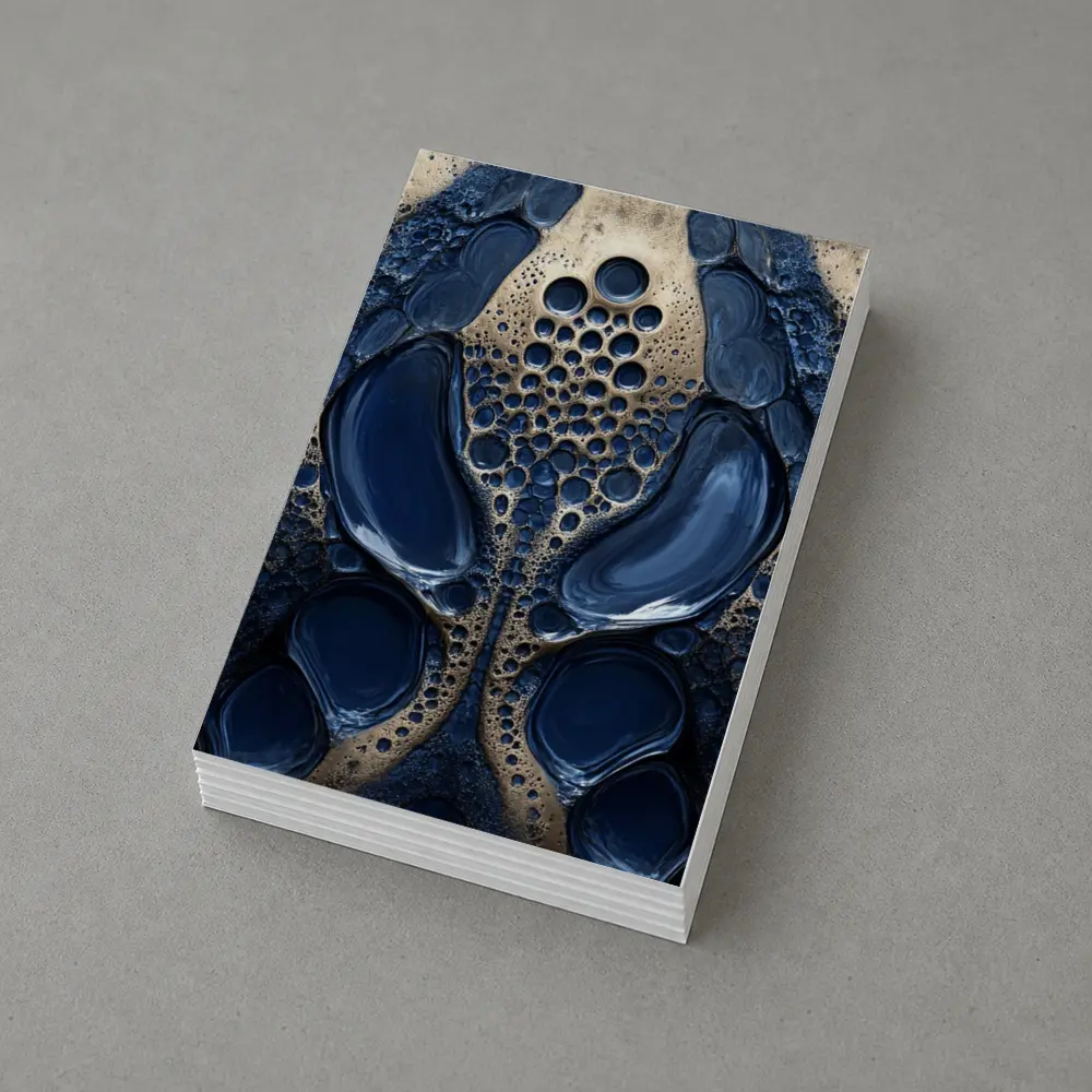 Deep Blue Abstract Gold Bubble Organic Pattern – Postcards