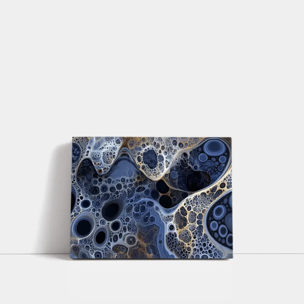 Dark Blue Abstract Fractal Bubble Pattern Art – Wall Art