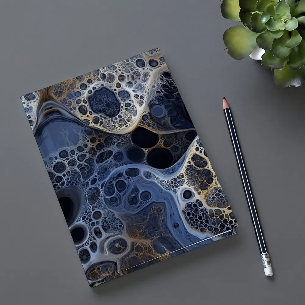 Dark Blue Abstract Fractal Bubble Pattern Art – Notebooks